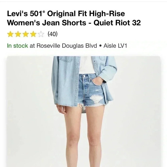 NWT Levi's 501° Original Fit High-Rise
Women's Jean Shorts - Quiet Riot … - Picture 4 of 4